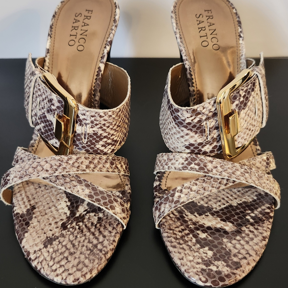 Franco Sarto Brown Snake Print Women's Sandals NWOT